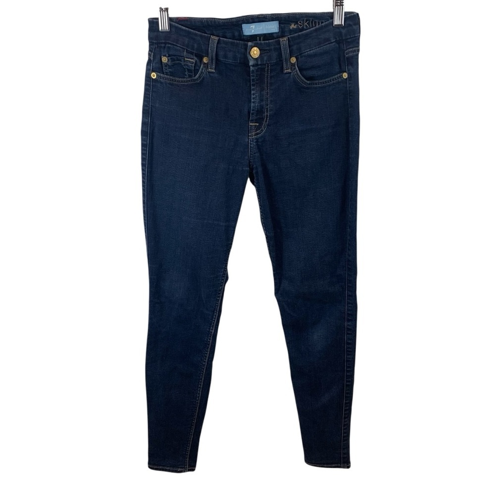 7 For All Mankind Women's 27 b(air) Mid-Rise Skinny Jeans Dark Wash Denim